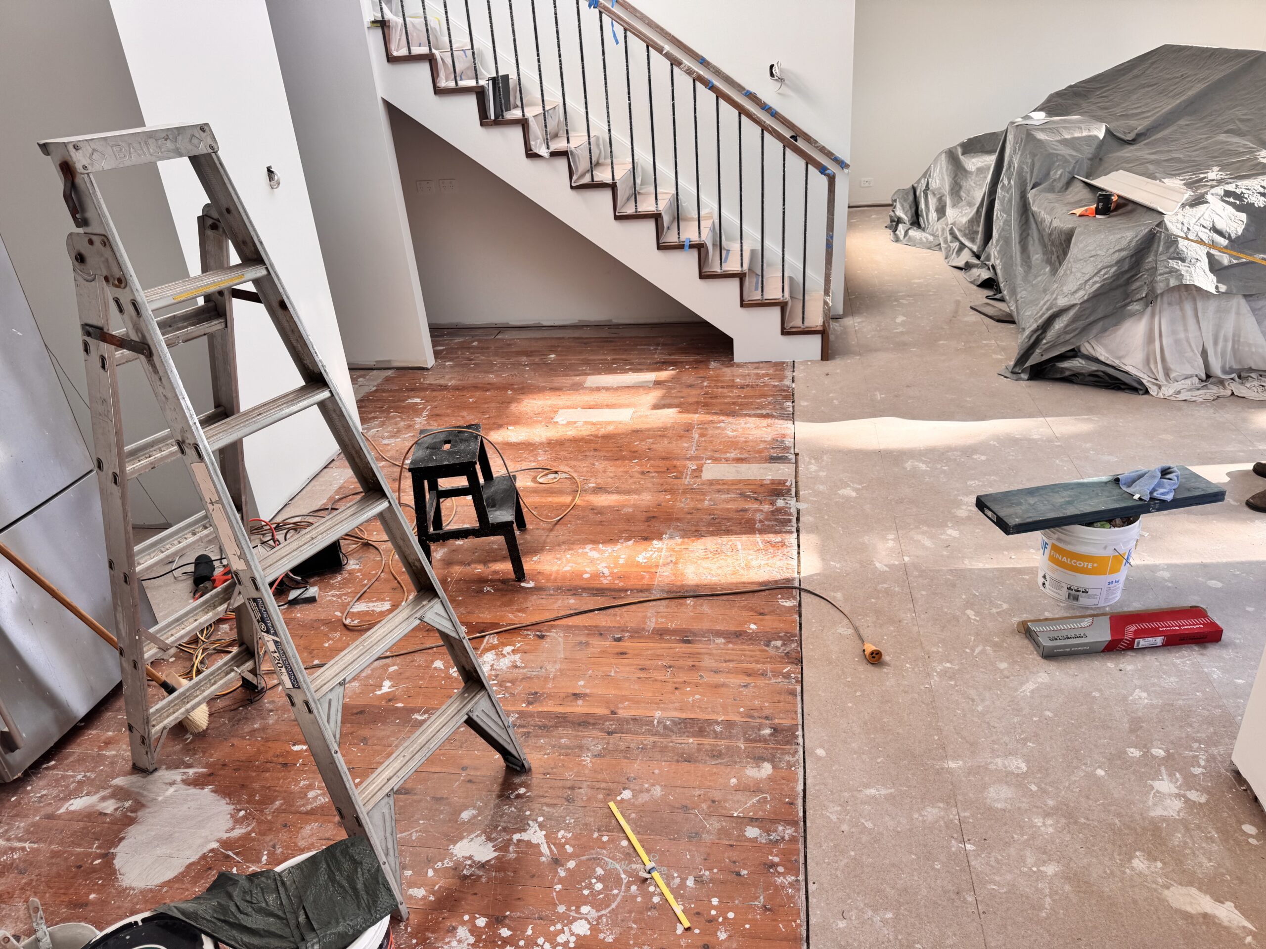 Kitchen demolition and wall preparation phase in Picnic Point renovation